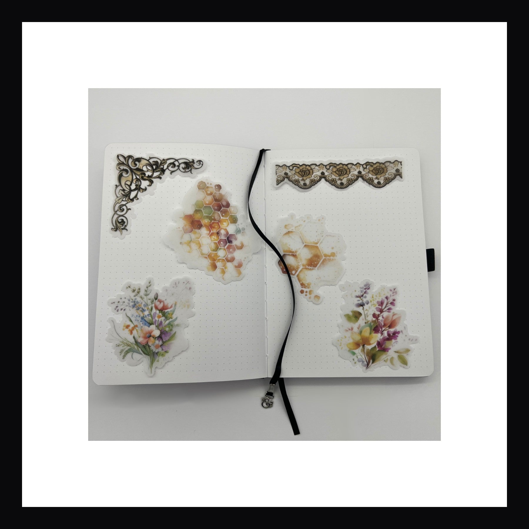Bees & Honey Junk Journaling Kit includes 6 vellum accents.  Vellum accents vary in size depending on design.  Vellum is fancy cut to follow the printed design.