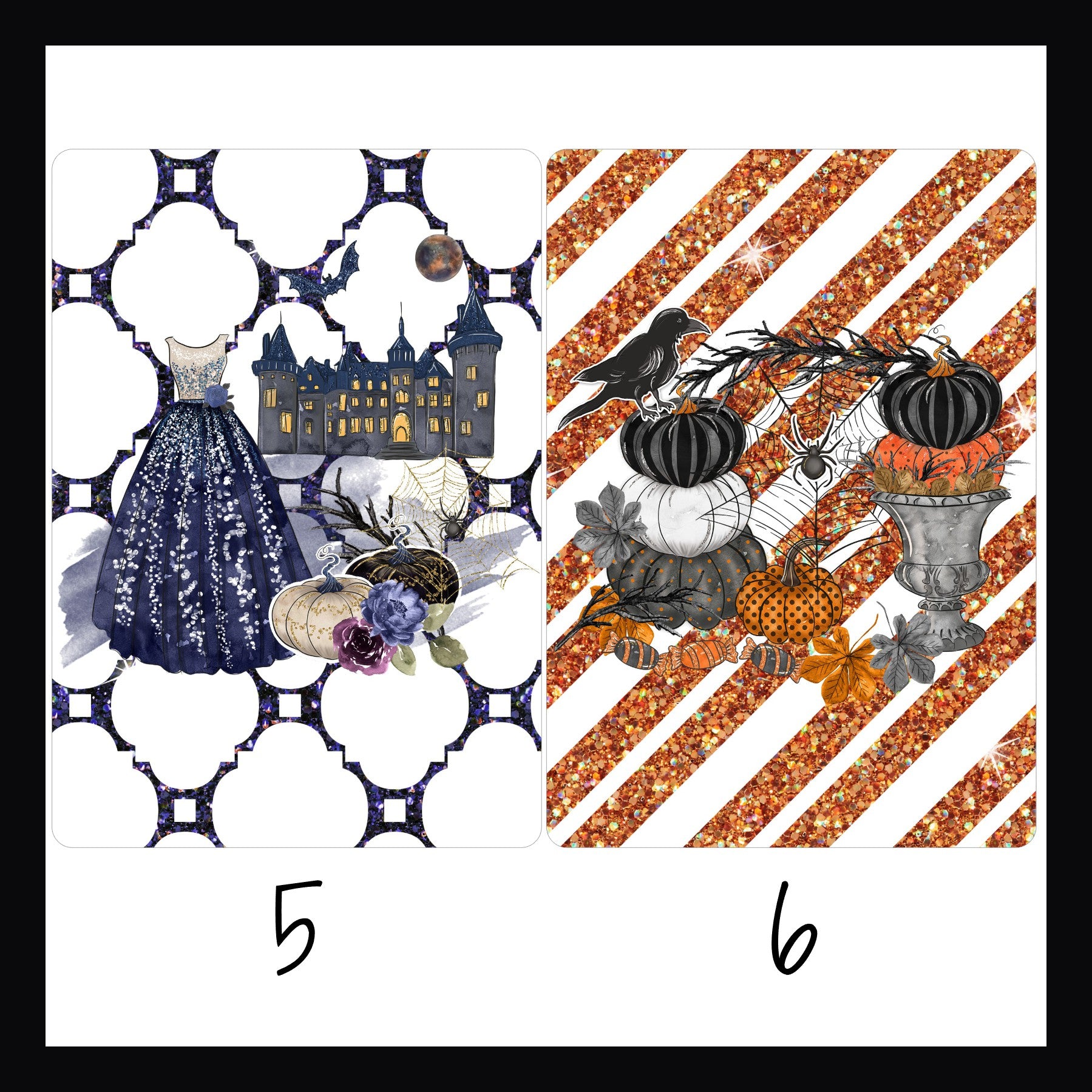 Halloween Glitter Kindle Inserts designs 5 and 6