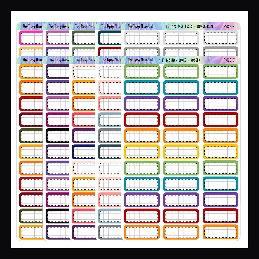 1.3 Inch Quarter Boxes - Functional Stickers