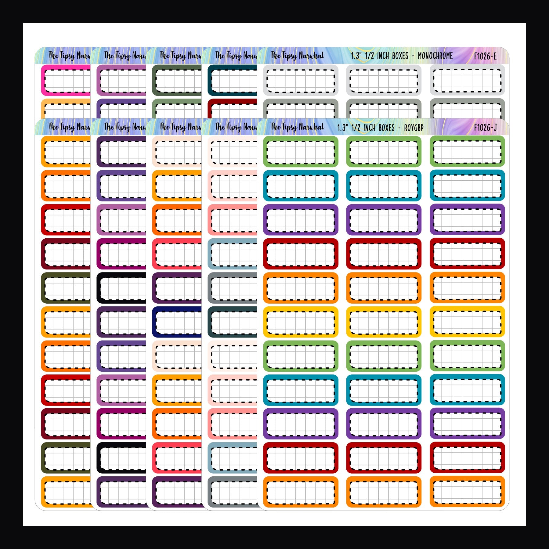 1.3 Inch Quarter Boxes - Functional Stickers