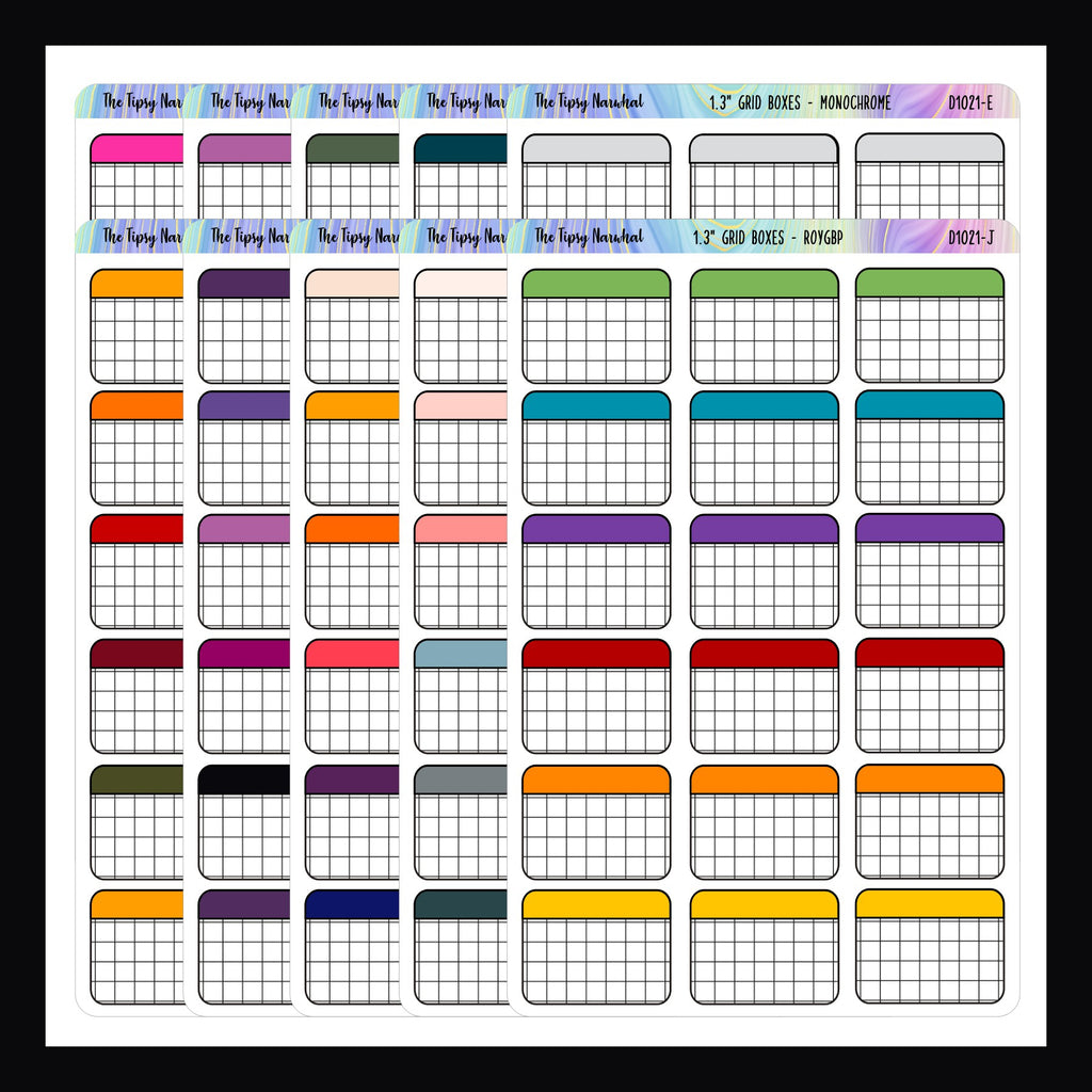 1.3 Inch Half Boxes - Functional Stickers