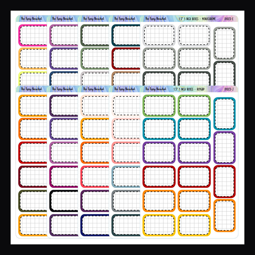 1.5 Inch Half Boxes - Functional Stickers