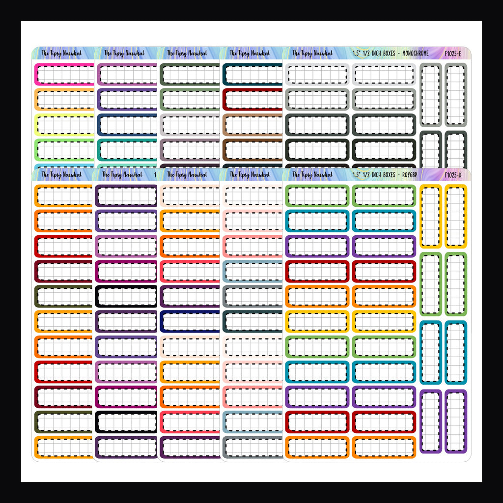 1.5 Inch Quarter Boxes - Functional Stickers