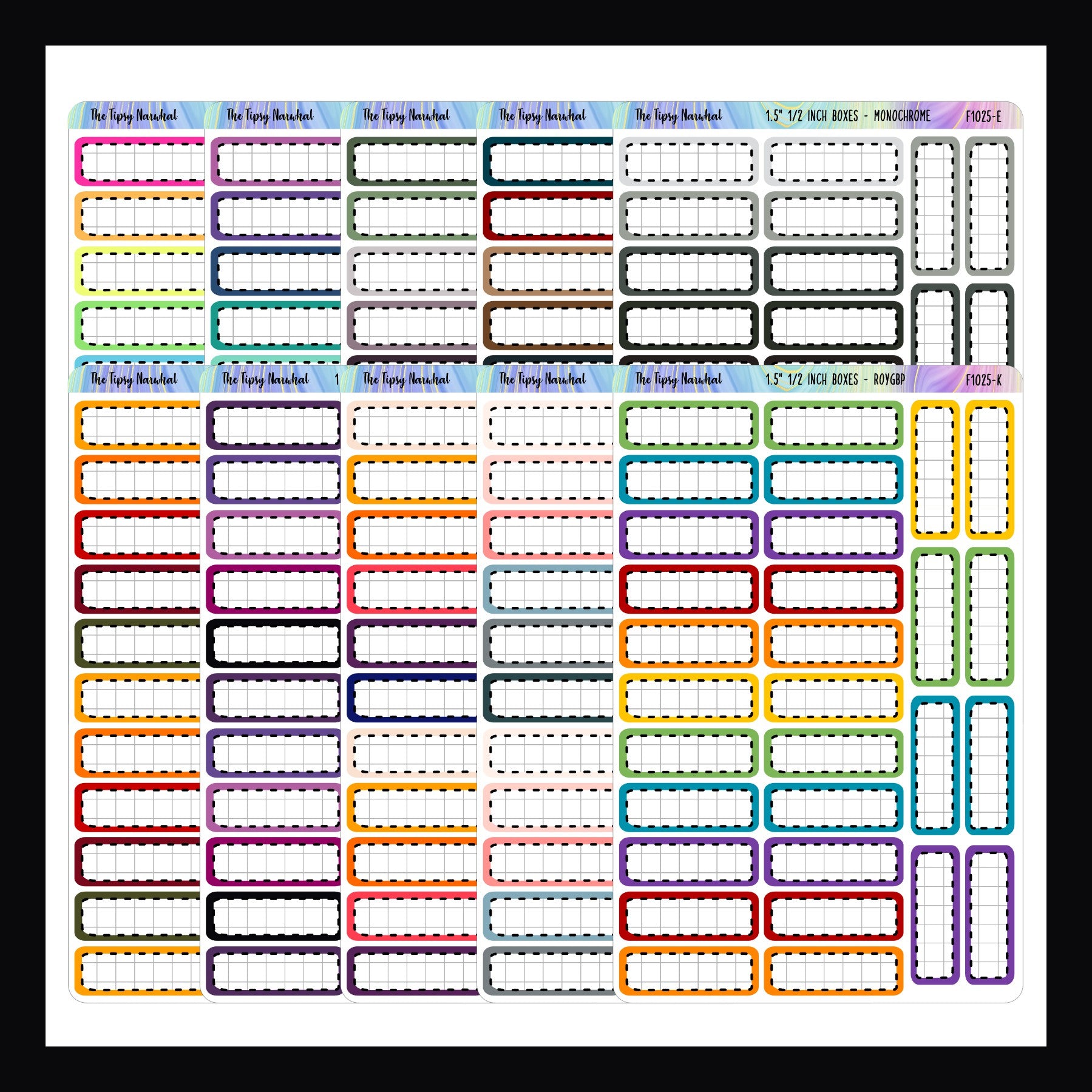 1.5 Inch Quarter Boxes - Functional Stickers