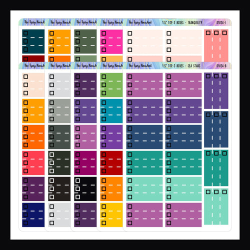 Functional Stickers - 1.5 inch Top 3 all variants shown on a white background