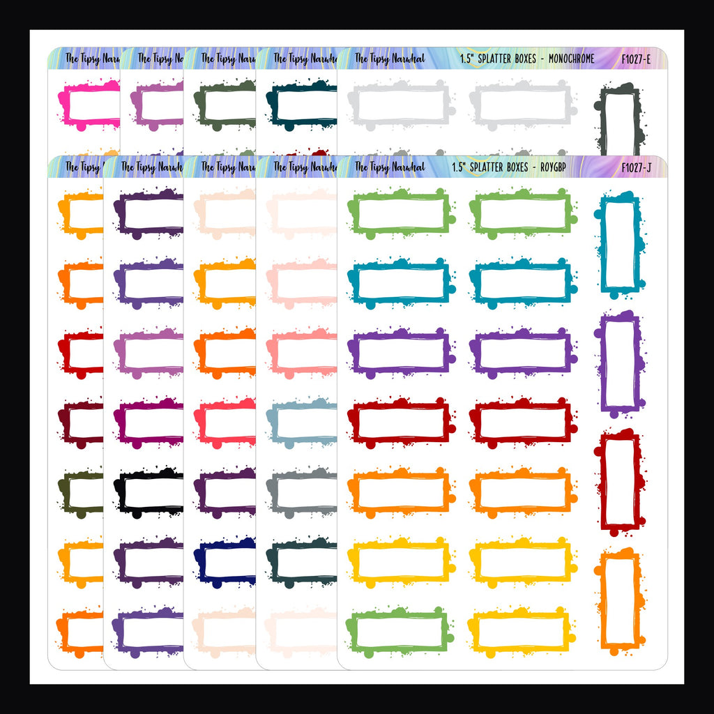 1.5 Inch Splatter Boxes - Functional Stickers