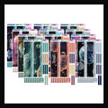Set of 12 monthly sticker kits for 7x9 vertical planners.  