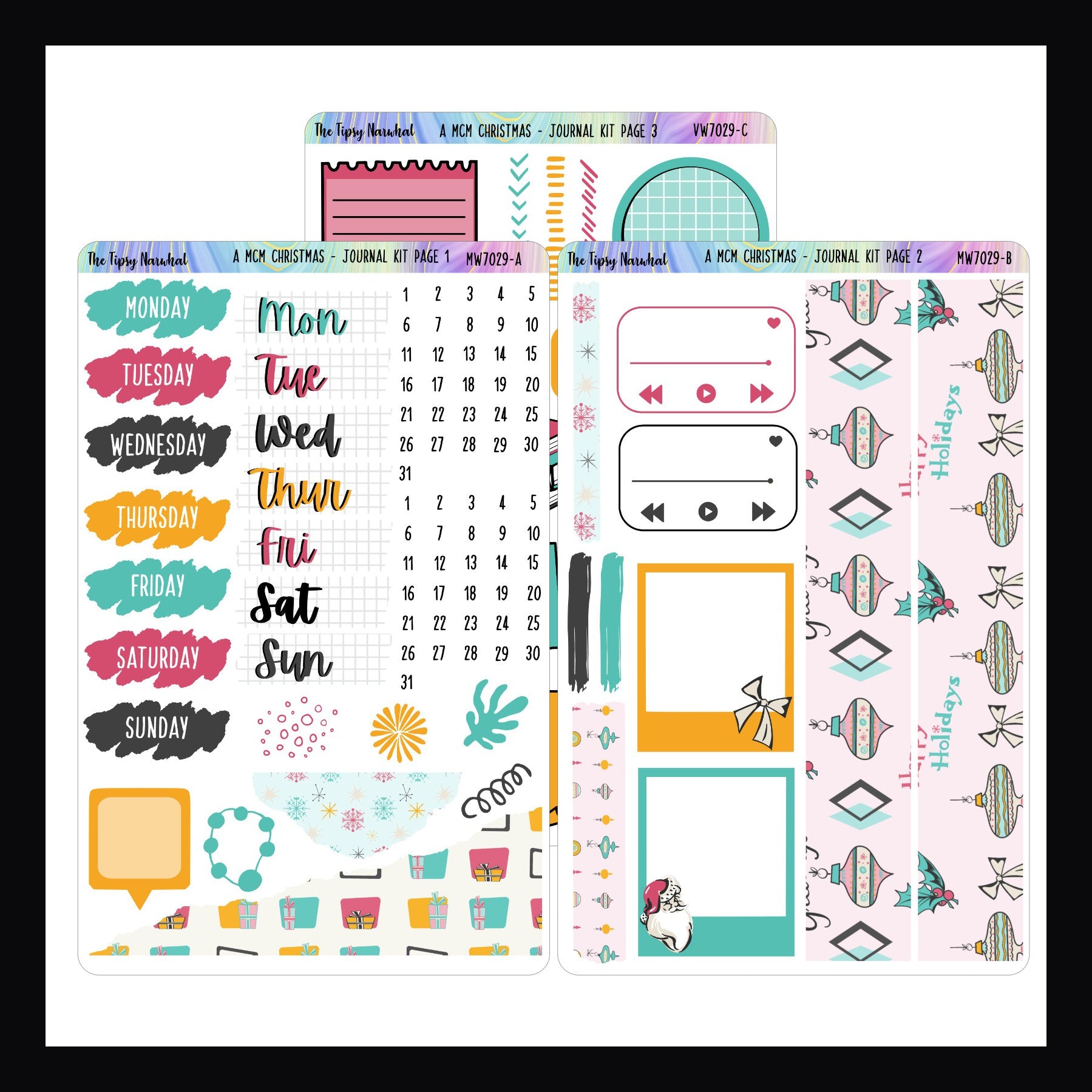 A MCM Christmas Journal Sticker Kit