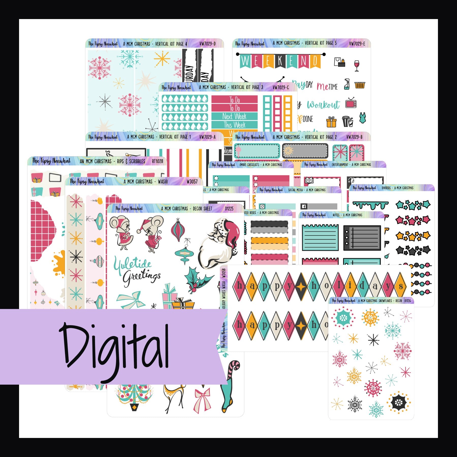 A MCM Christmas Printable Vertical Sticker Kit