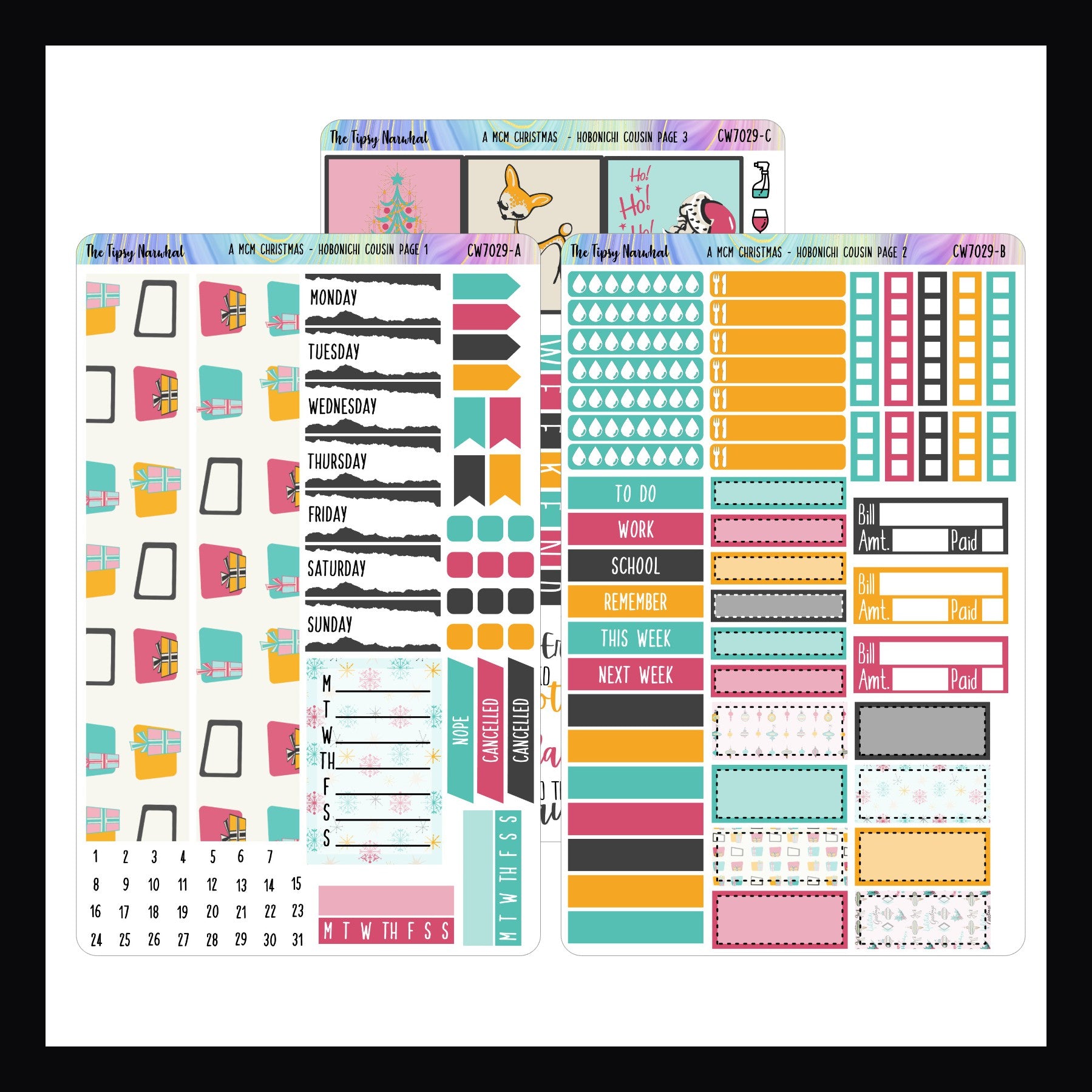 A MCM Christmas Printable Hobonichi Cousin Kit