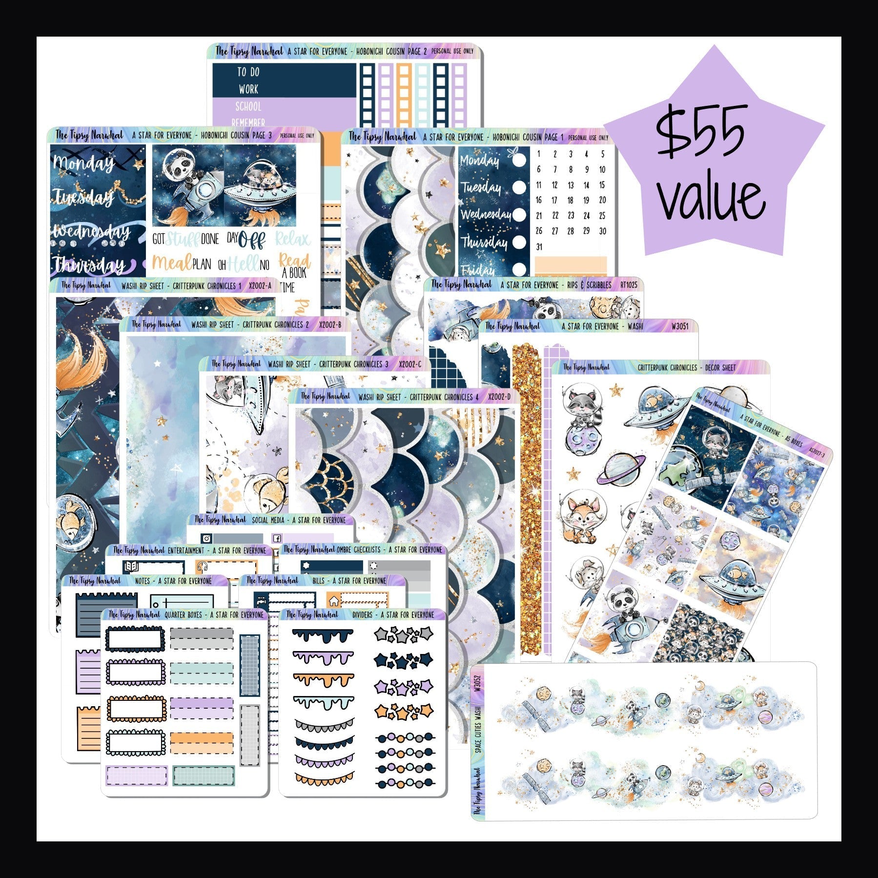 Hobonichi Cousin Bundle - A Star For Everyone the entire collection shown on a white background.