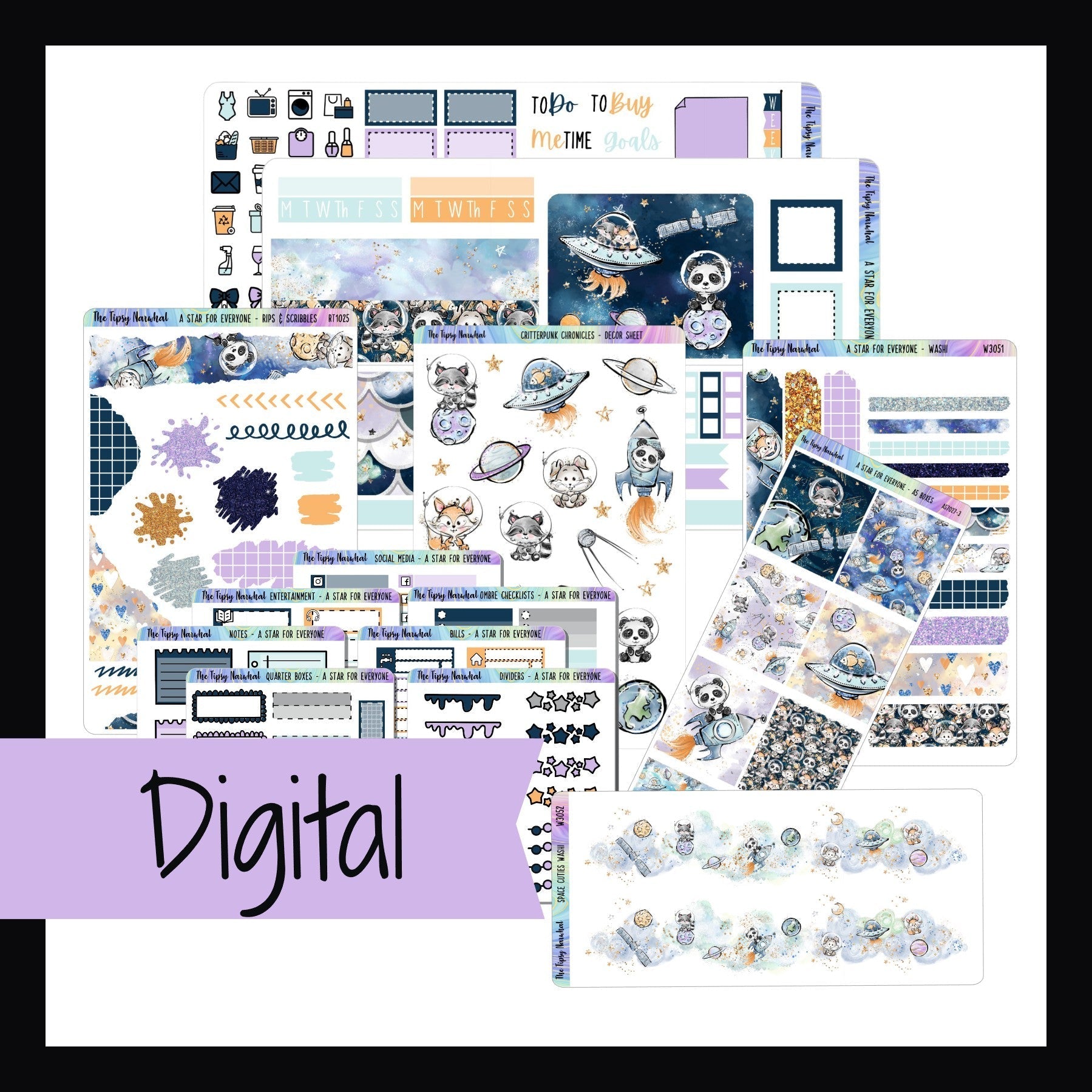 Printable Hobonichi Weeks Kit - A Star for Everyone shown here on a white background