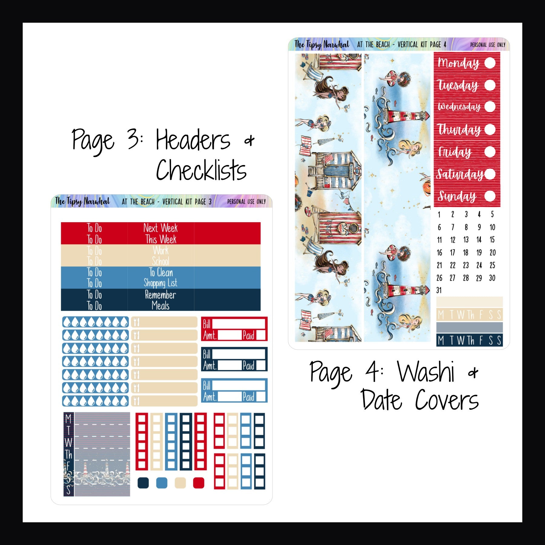 At the Beach Vertical Weekly Kit