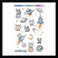 Decor Sticker Sheet - A Star For Everyone 5x7 space themed sticker sheet shown on a white background.