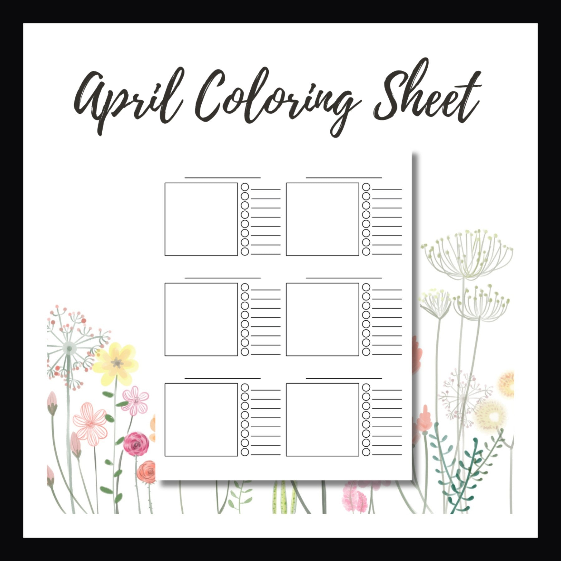April Coloring Practice Sheet