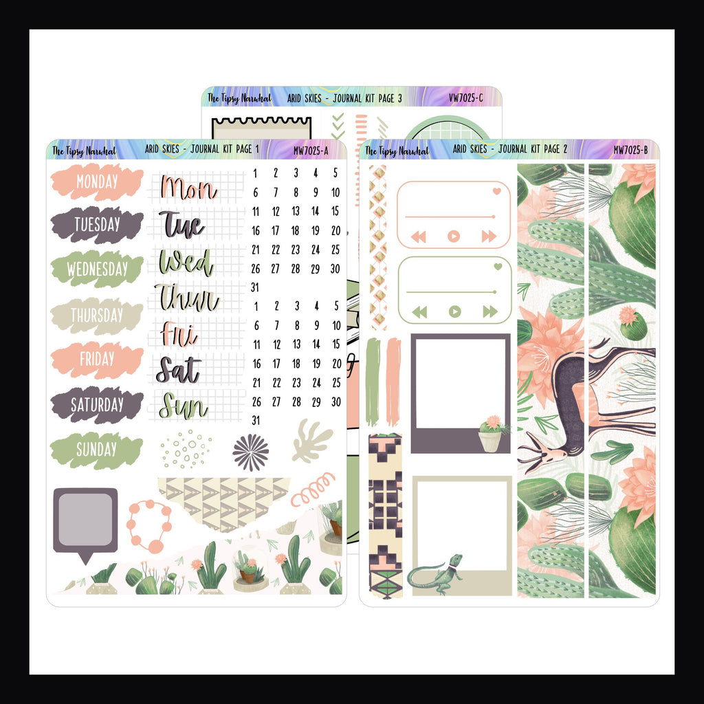 Collection of planner stickers with various designs on a white background