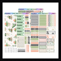 Collection of planner stickers with various designs on a white background