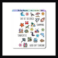 Mini Icon Sheets At the Beach is a 3.5 x 4" sticker sheet featuring various beach icons. Perfect for small format planners, monthly layouts, wall calendars or anywhere you would like to mark a day in the sun.