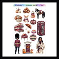 Autumn Abroad Decor Sheet shown on a white background. Features multiple stickers matching the Autumn Abroad weekly kits. 