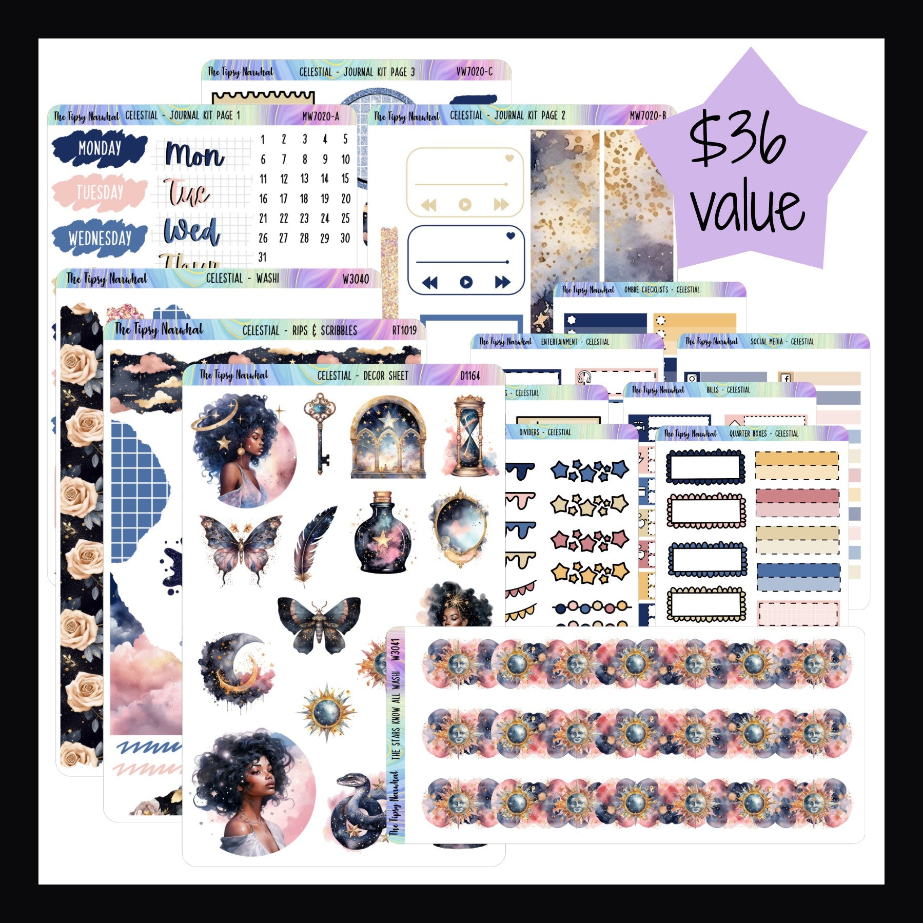 Celestial Journal Bundle. The entire Celestial collection shown here on a white background.