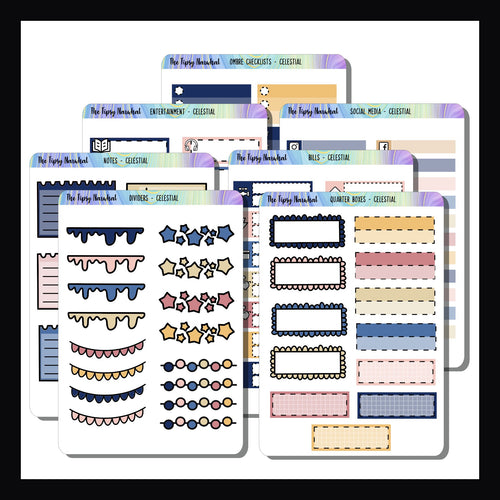 Celestial Functional Add-ons a selection fo 7 functional sticker sheets matching the Celestial weekly kits. 