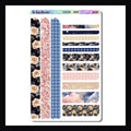 Celestial Washi Sheet on white background.  Sheet features 14 strips of washi style stickers with celestial design.