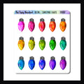 Christmas lights sticker sheet, rainbow colored light bulbs, christmas lights, twinkle lights, decorative stickers, sticker sheet, christmas stickers, colorful stickers, rainbow colors, light bulbs