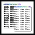 Sheet of 'Cleaning' label stickers with a colorful border on a white background.