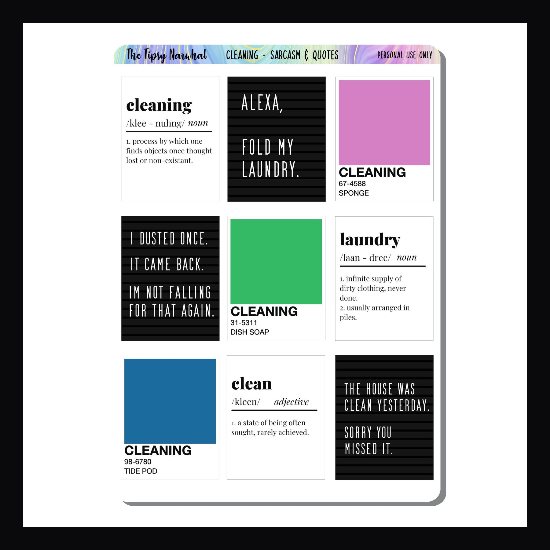 Cleaning Sarcasm Sticker Sheet