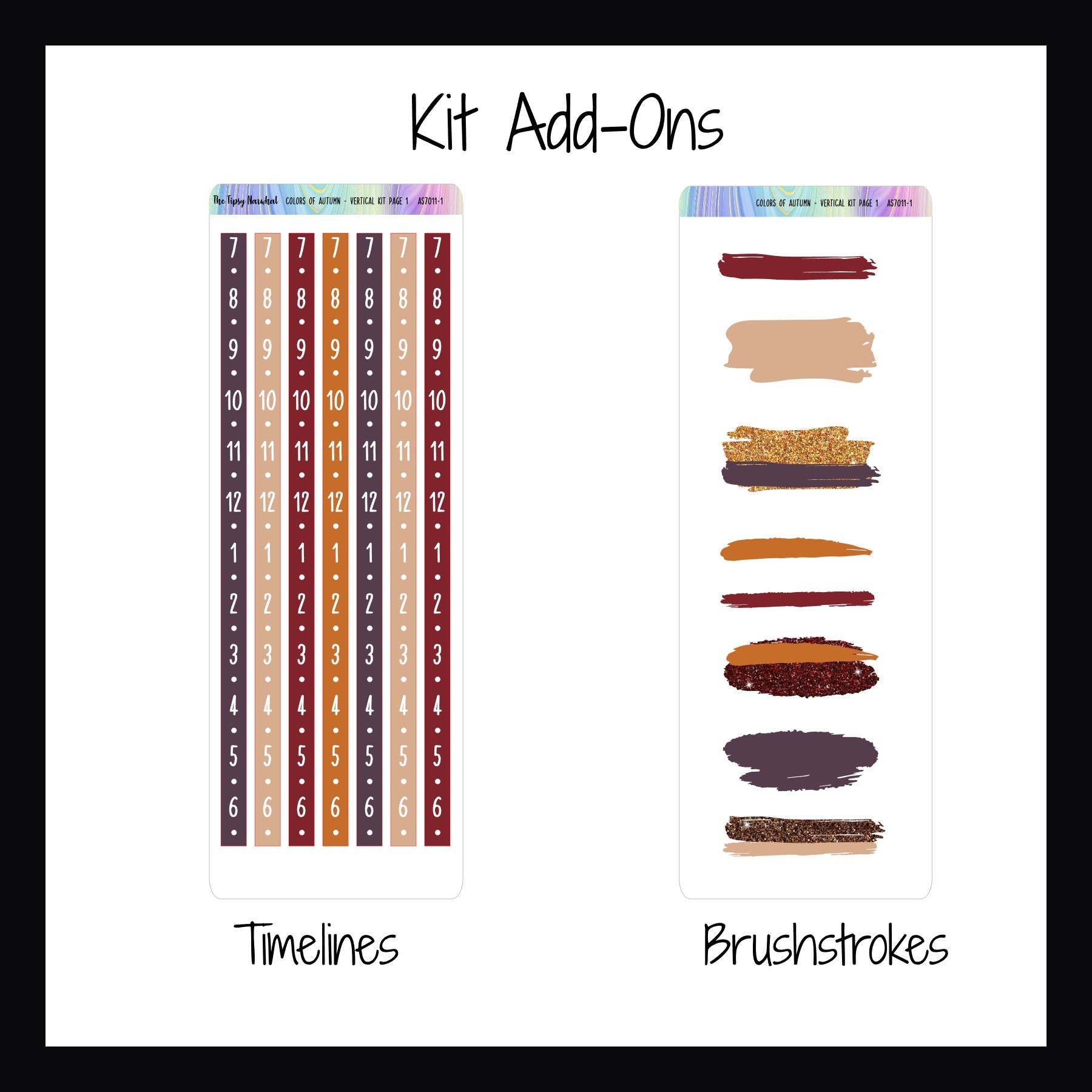 Colors of Autumn Kit Add-Ons timelines and brushstrokes. 