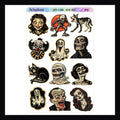 Creep-O-Rama Decor Sheet shown here on a white background. Features several retro style Halloween monsters. 