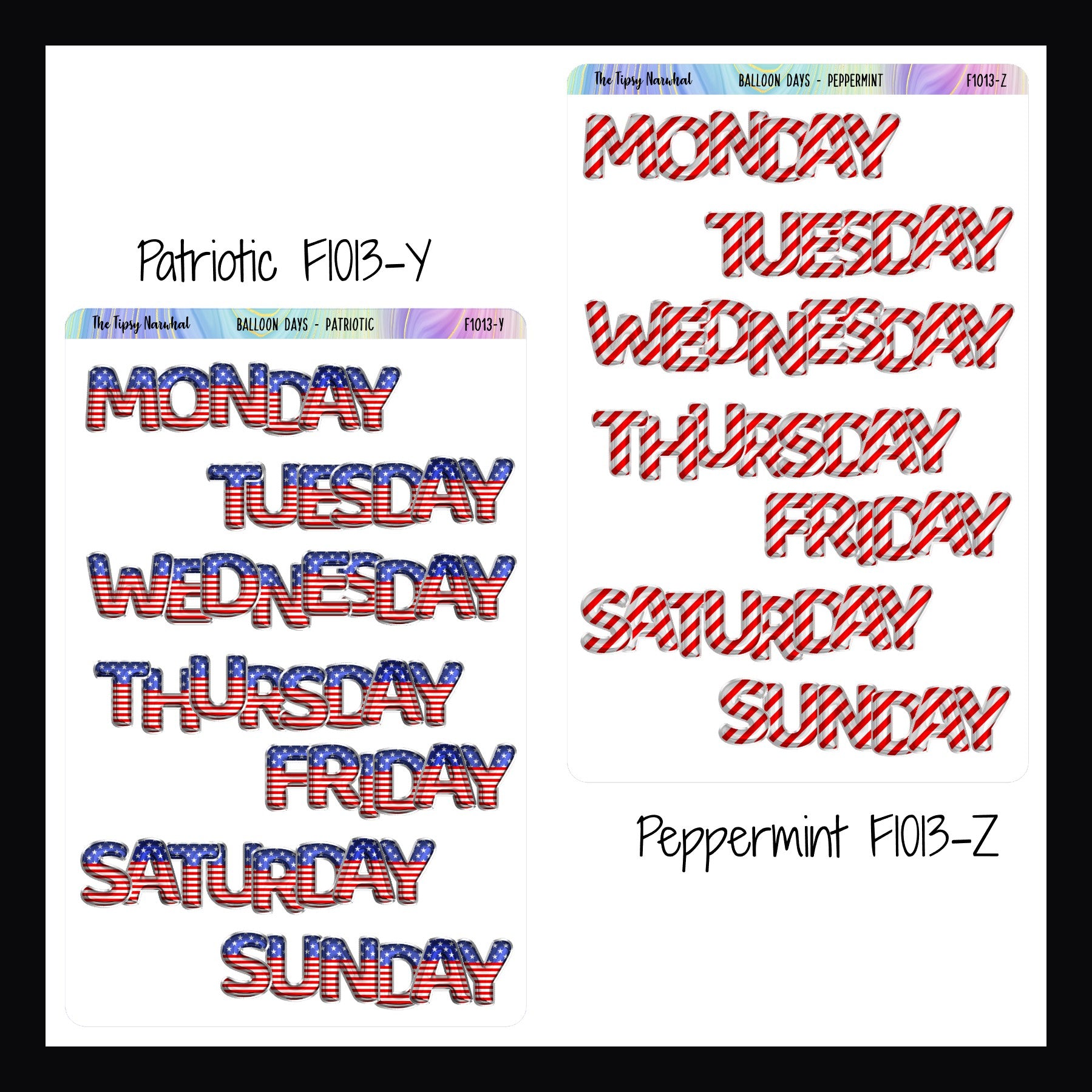 Large Daily Balloon Headers in Patriotic and Peppermint