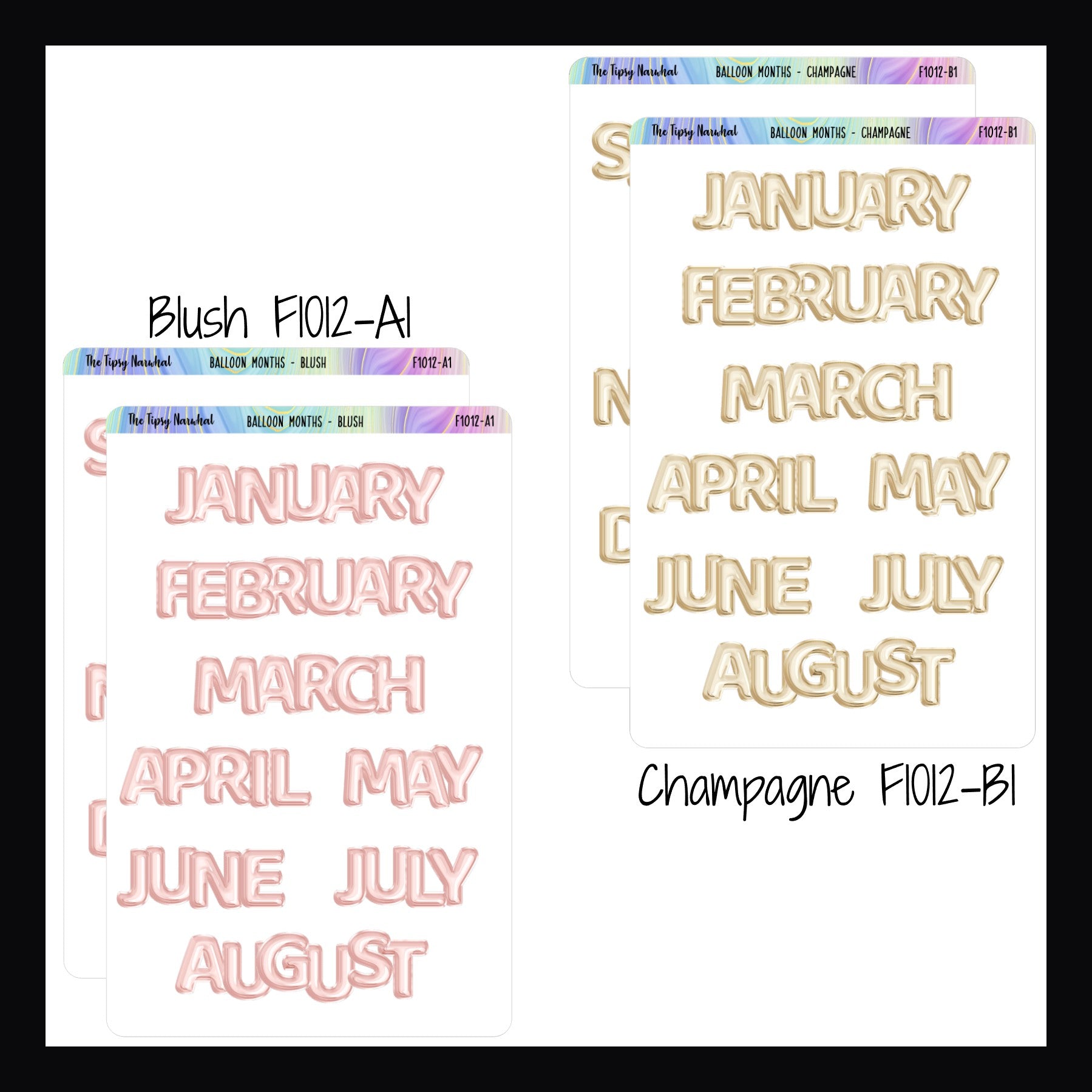 Large Monthly Balloon Headers in Blush and Champagne.