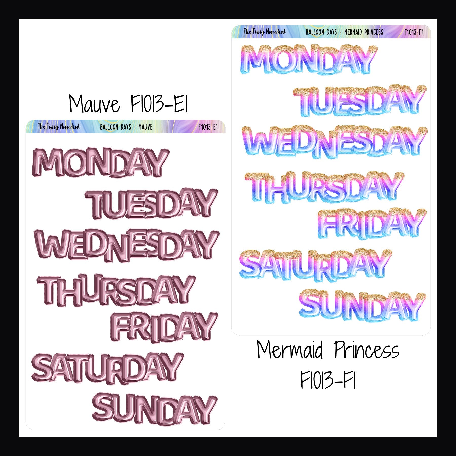 Large Daily Balloon Headers in Mauve and Mermaid Princess