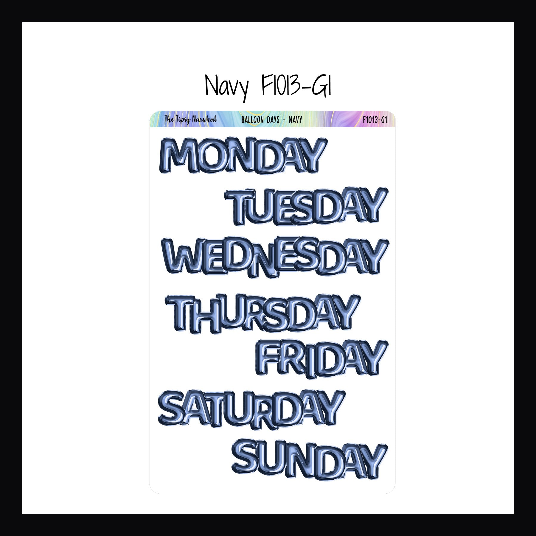 Large Daily Balloon Headers in Navy.