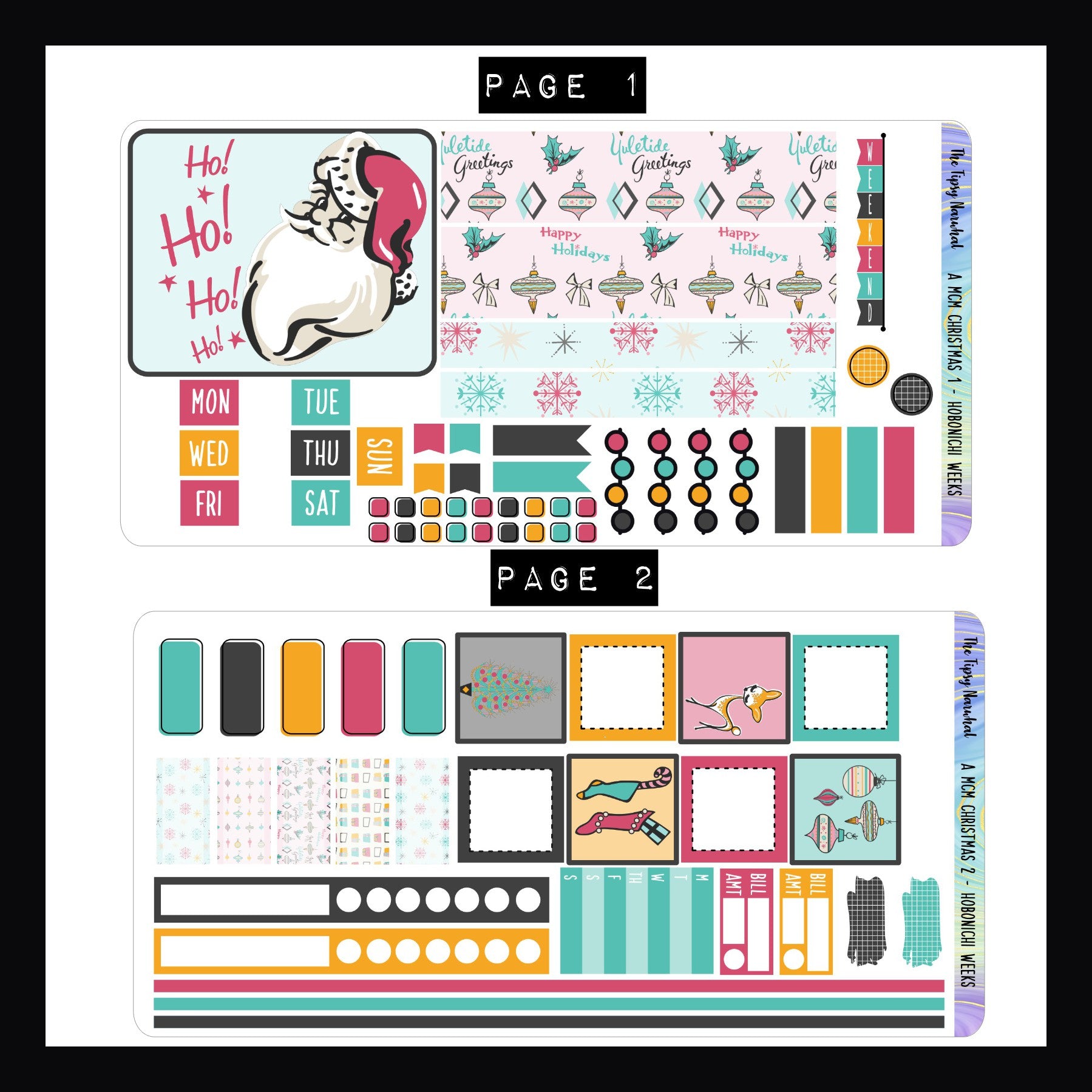 A MCM Christmas Hobonichi Weeks Sticker Kit
