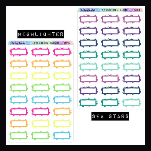1.3 Inch Splatter Boxes - Functional Stickers