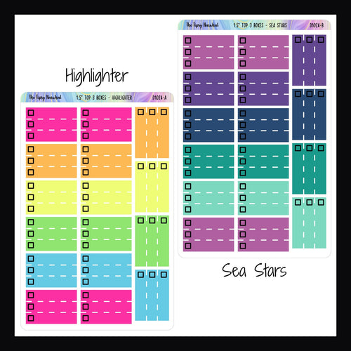 Functional stickers 1.5 inch Top 3 highlighter and sea stars variants shown