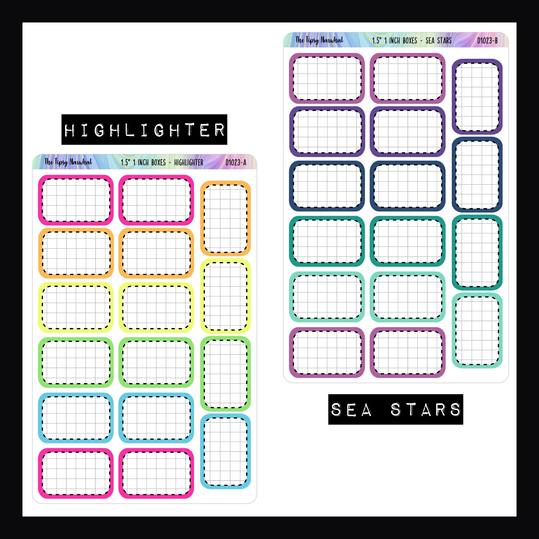 1.5 Inch Half Boxes - Functional Stickers