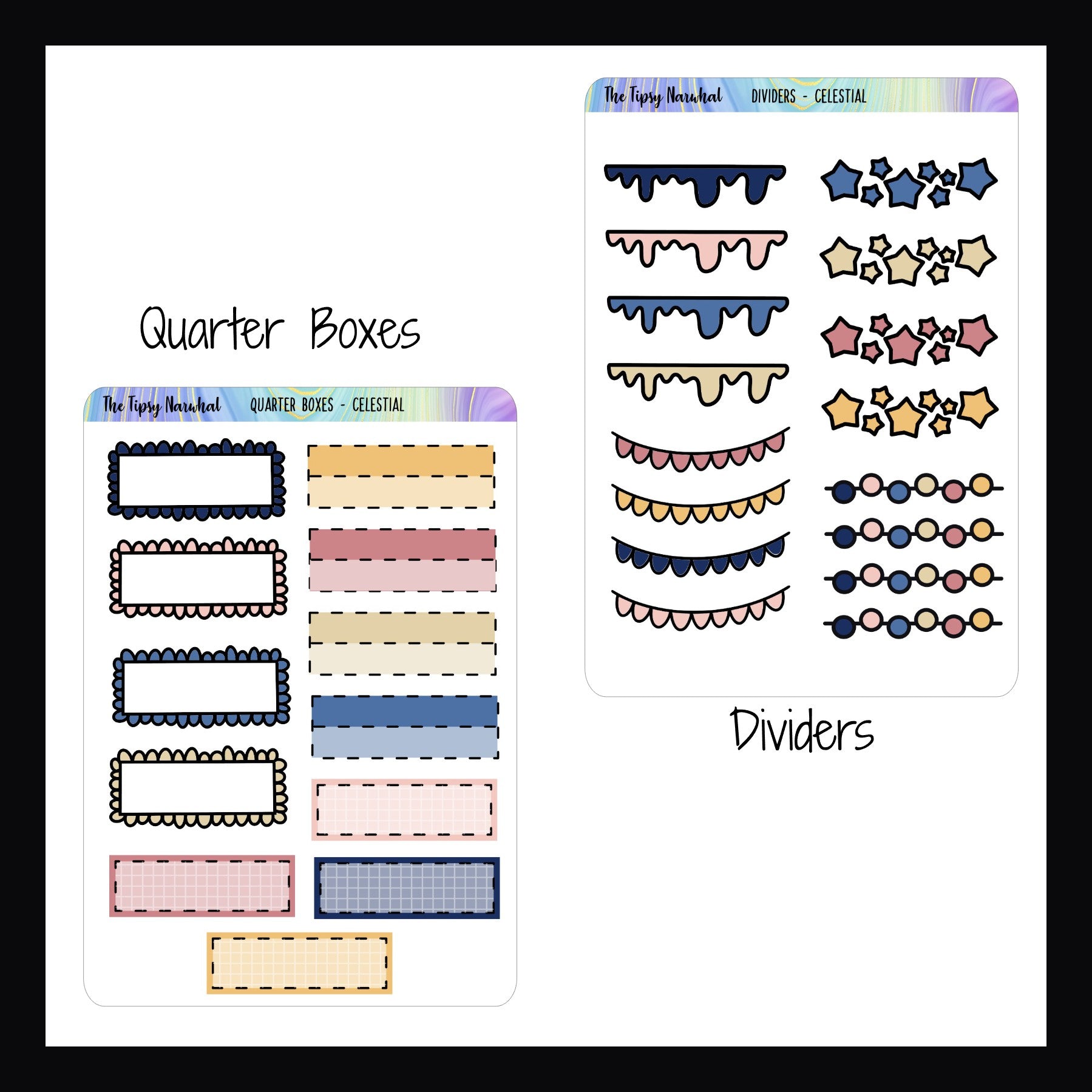 Celestial Functional Add- On sheets, quarter boxes and dividers. 