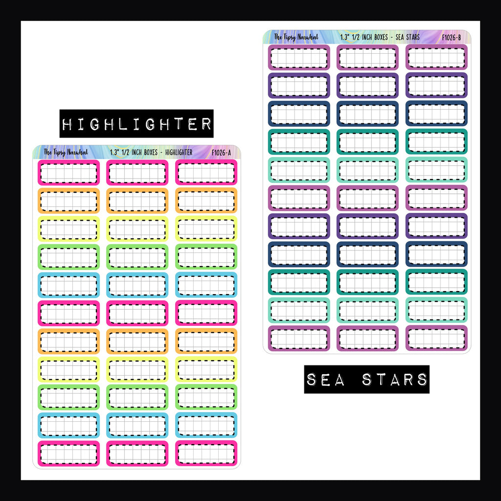 1.3 Inch Quarter Boxes - Functional Stickers
