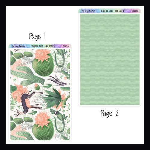 Washi Rip Sheet - Arid Skies sheets 1 and 2 shown on white background.