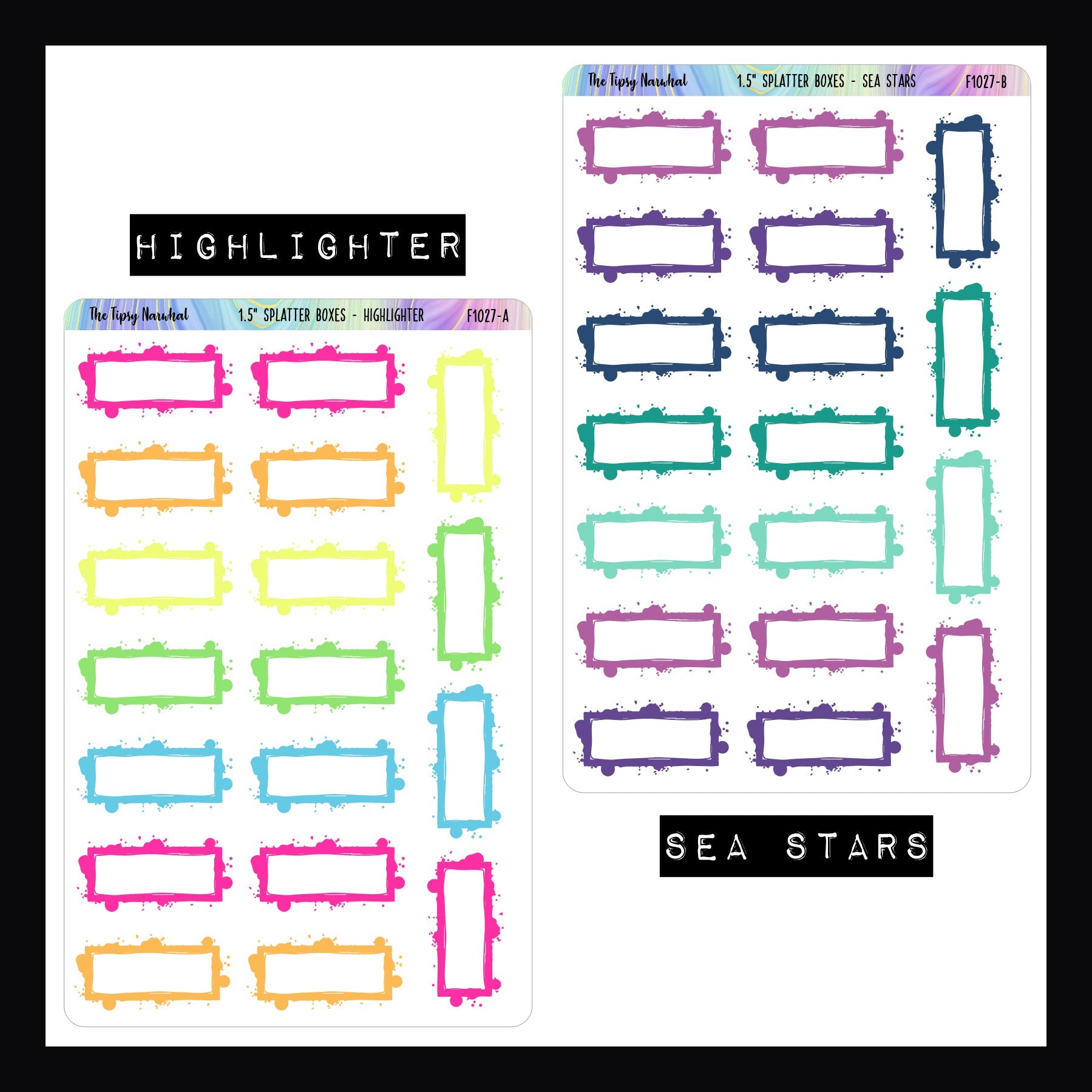 1.5 Inch Splatter Boxes - Functional Stickers