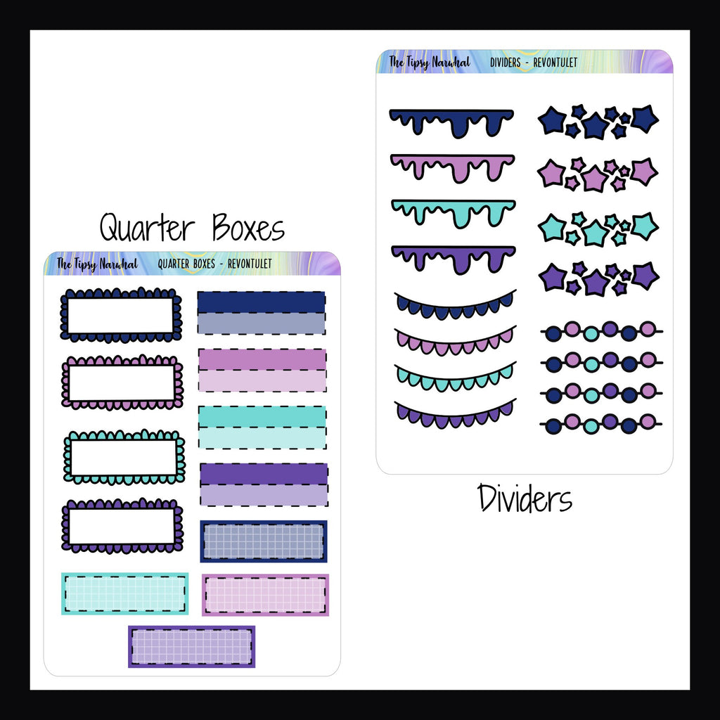 Revontulet Functional addons, Quarter Boxes and Dividers shown on a white background. 