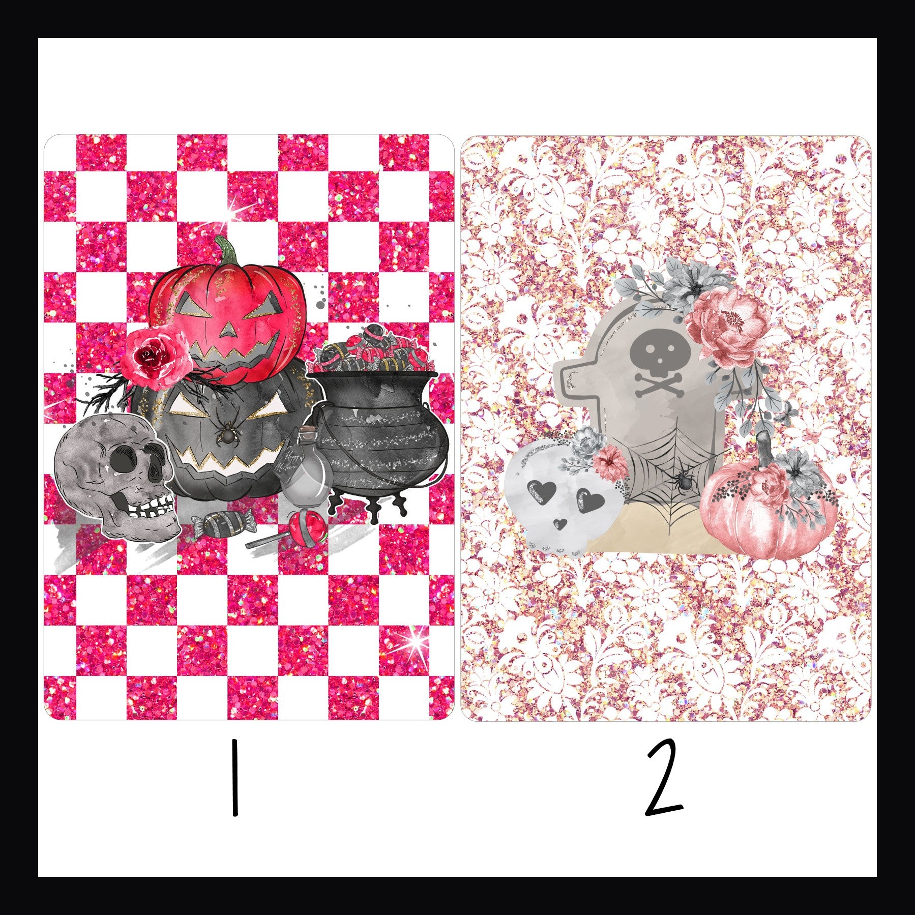 Halloween Glitter Kindle Inserts designs 1 and 2. 
