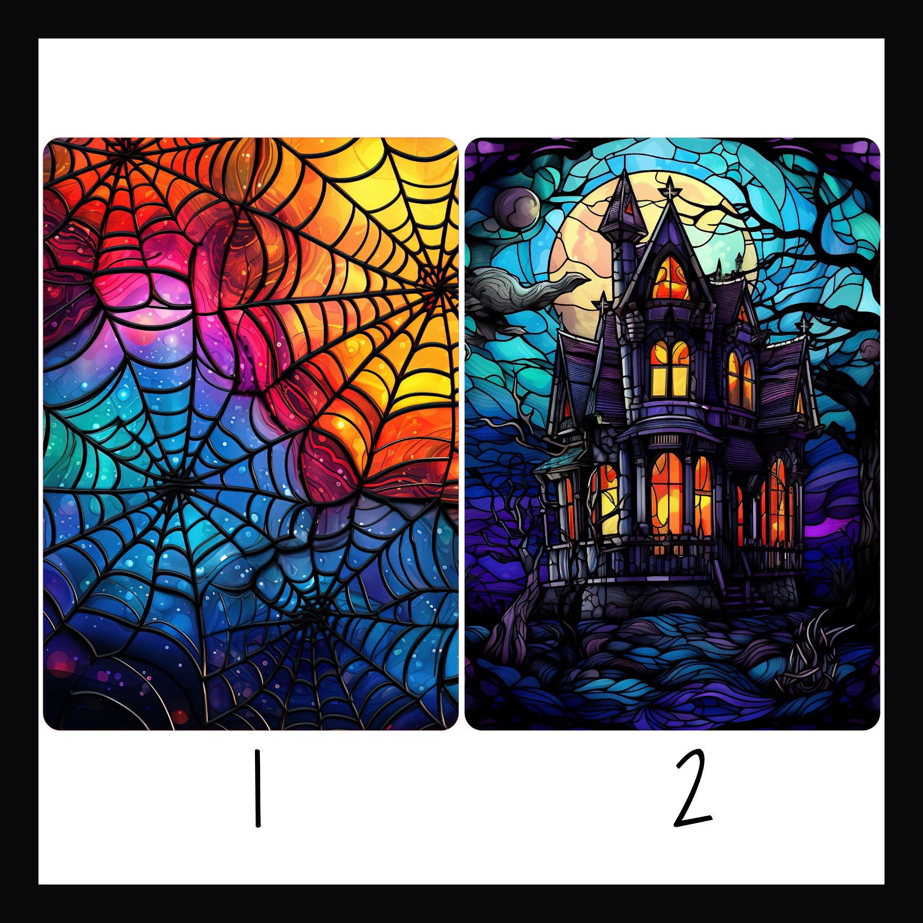 Stained Glass Halloween Kindle Inserts designs 1 and 2. 
