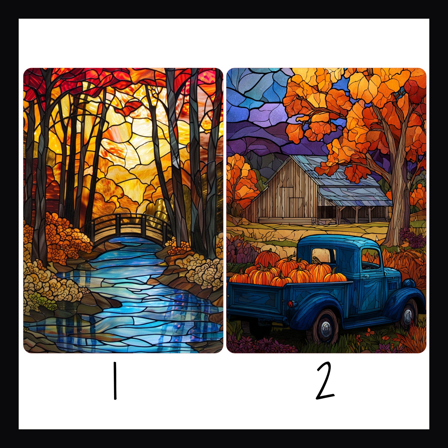 Stained Glass Autumn Kindle Inserts designs 1 and 2. 