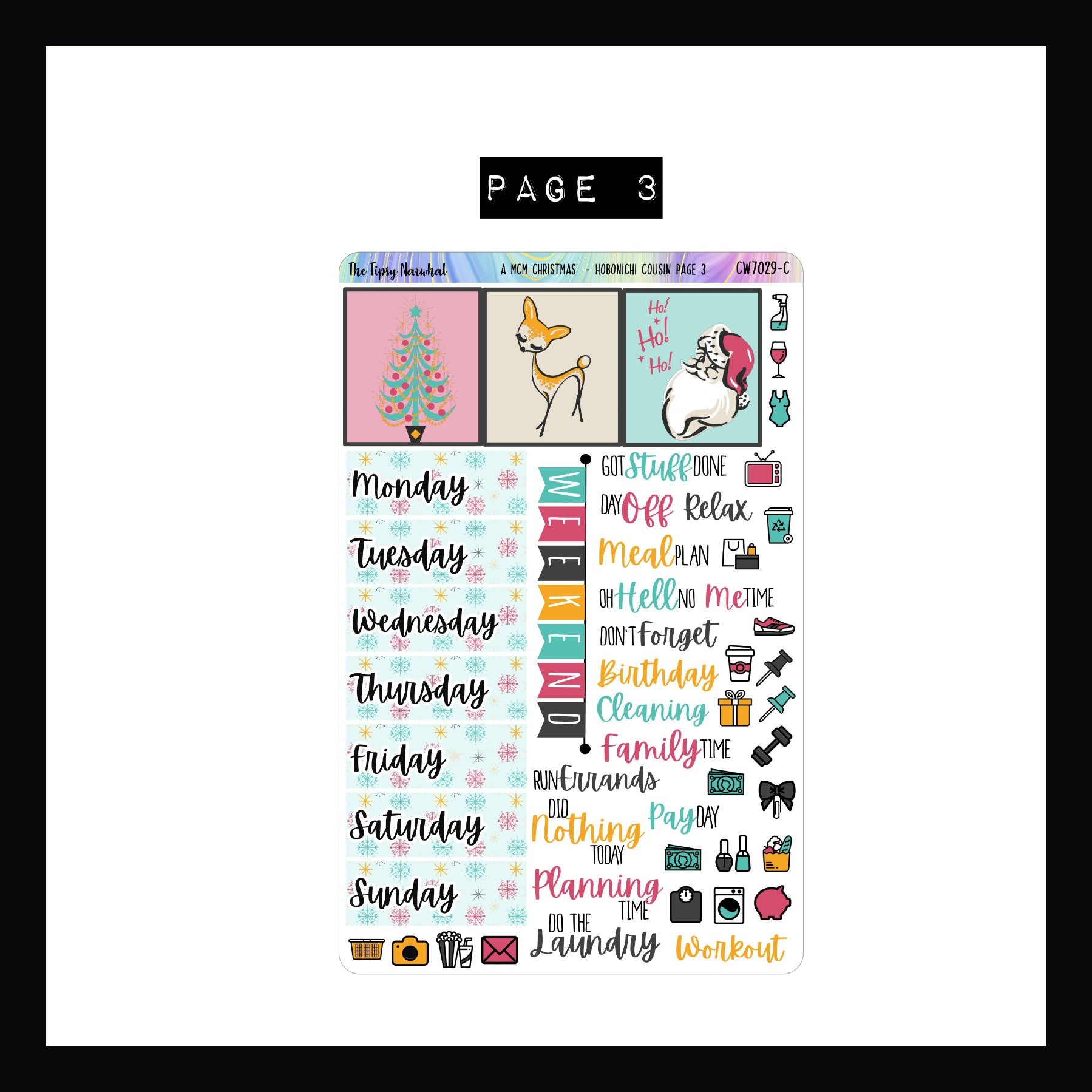 A MCM Christmas Hobonichi Cousin Sticker Kit