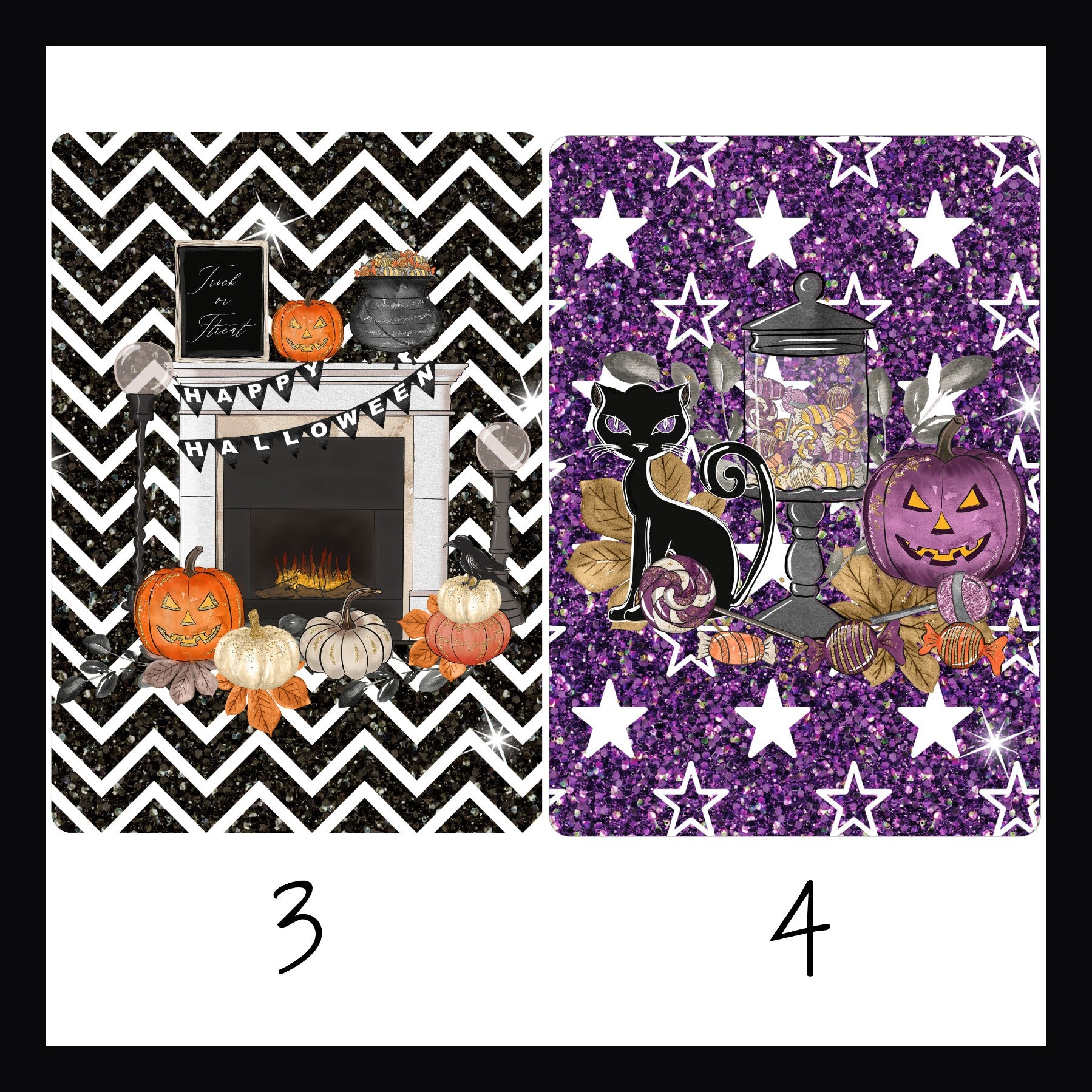 Halloween Glitter Kindle Inserts designs 2 and 4