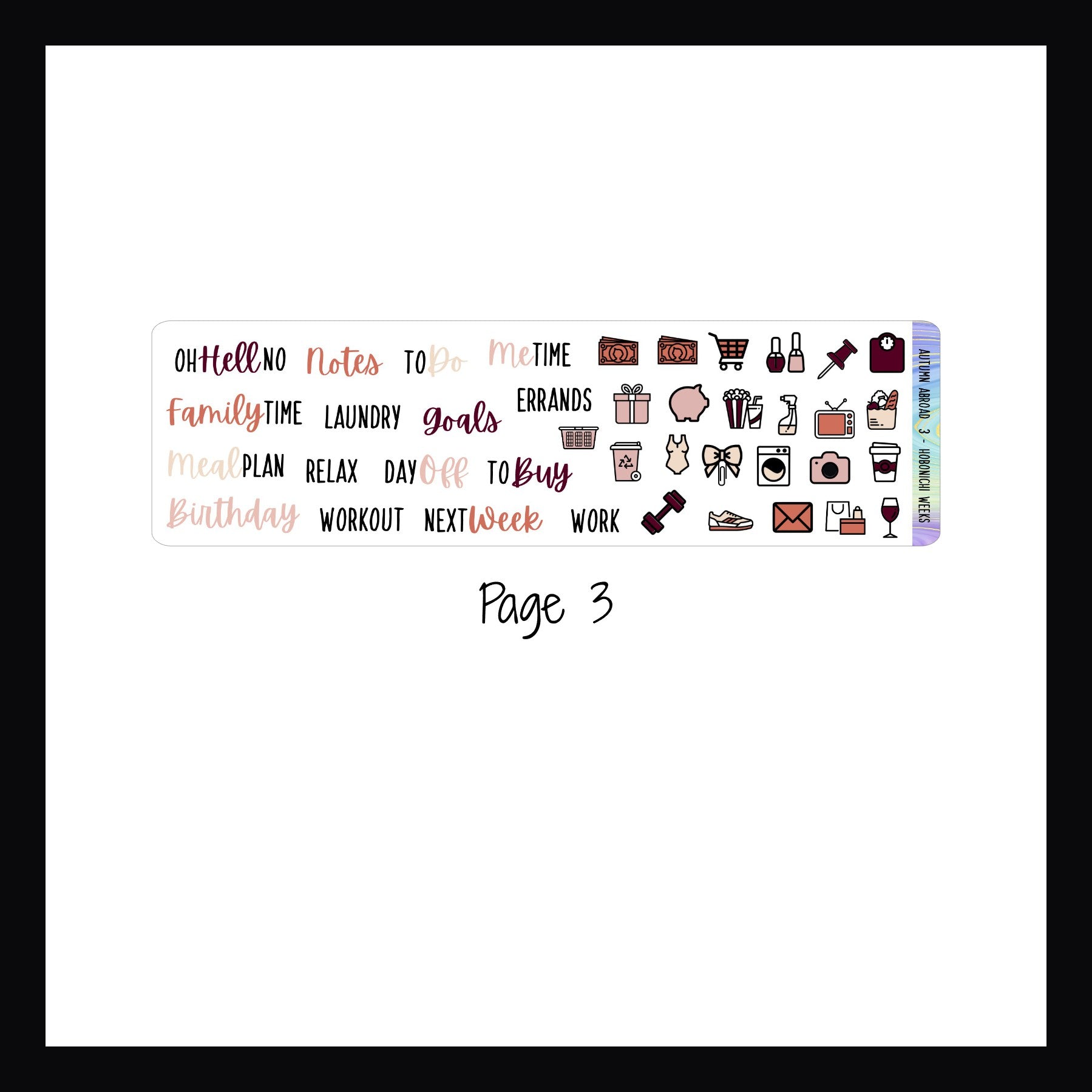 Autumn Abroad Hobonichi Weeks Kit page 3 shown on a white background.